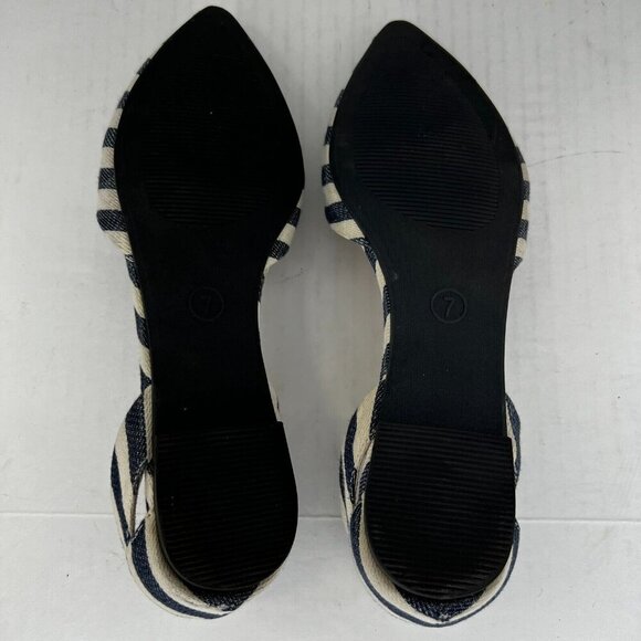 Merona Womens D Orsay Black White Stripe Pointed Toe Slip On Size 7 Flat Shoes - Picture 7 of 9